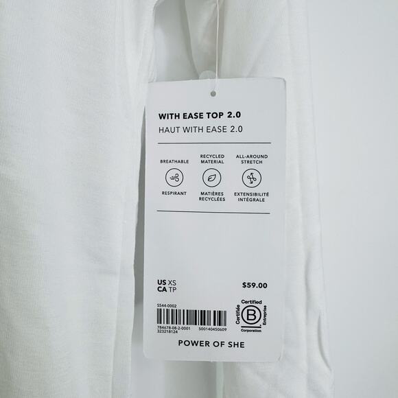 ATHLETA Move With Ease Top Bright White XS Long Sleeve Tee Lightweight Relaxed - Picture 7 of 8